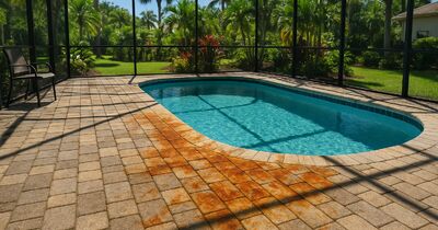 Why pool pavers turn orange or rust-colored on the Gulf Coast