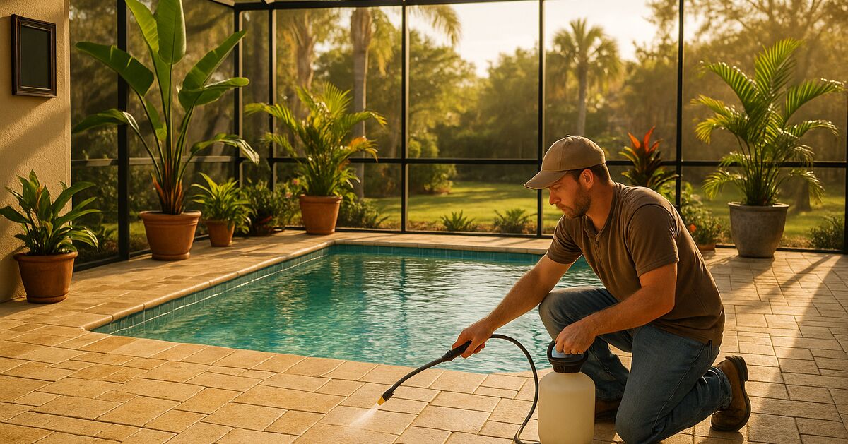 Why travertine pool decks need a different sealer than concrete pavers