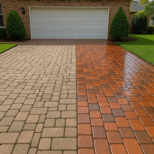 Driveway before and after paver sealing